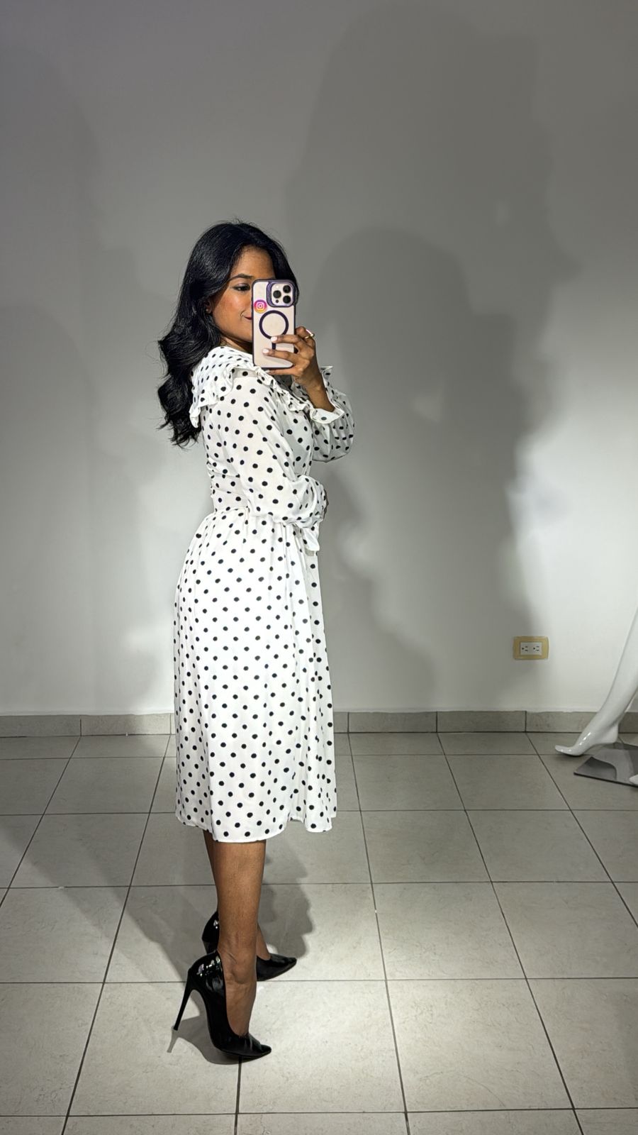 Vestido Largo mangas largas POLCA DOTS