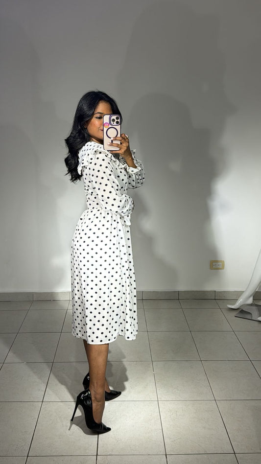 Vestido Largo mangas largas POLCA DOTS